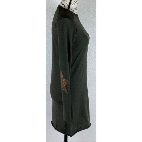 Zadig & Voltaire Roller Khaki Wool Dress with Glitter Star Elbow Patches Small - Picture 5 of 11